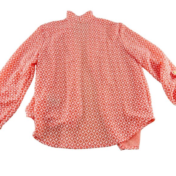 Ruby Rd. Womens Orange Geometric Print Open Cardigan Jacket Blouse Size M Soft - Picture 5 of 5